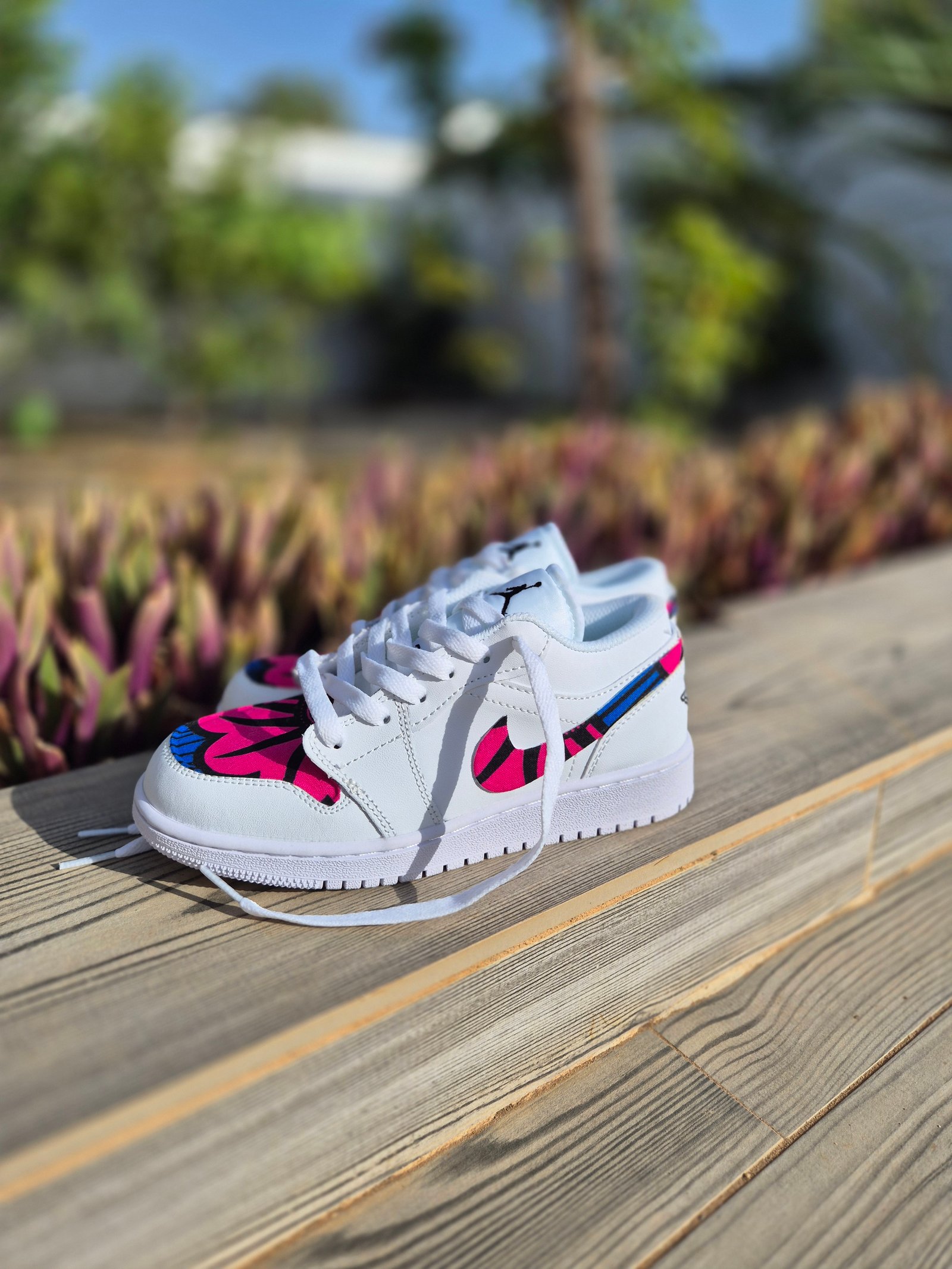 Air jordan 1 fleur de mariage Rose bleu