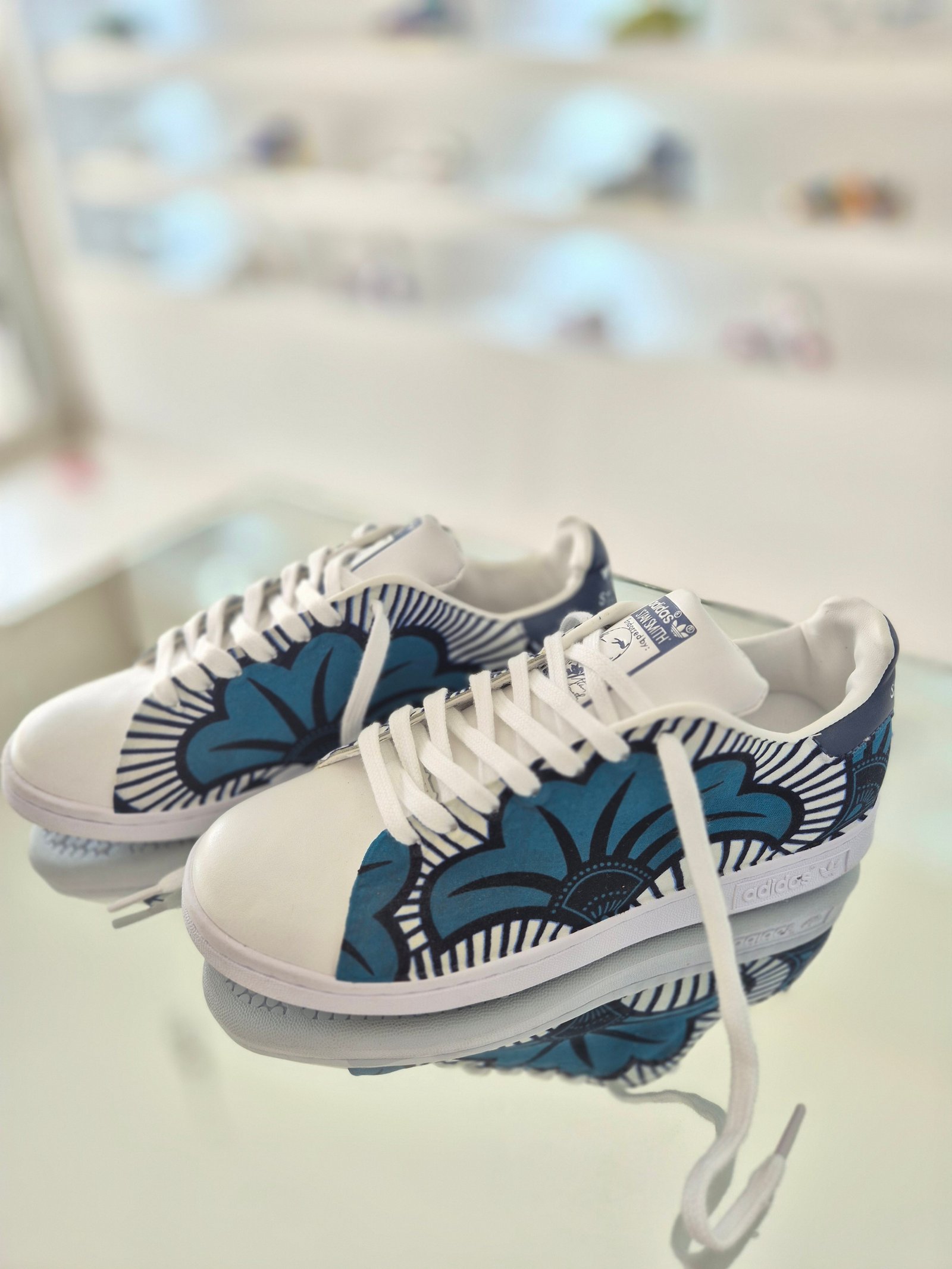 Stan smith fleur de mariage bleu/gris
